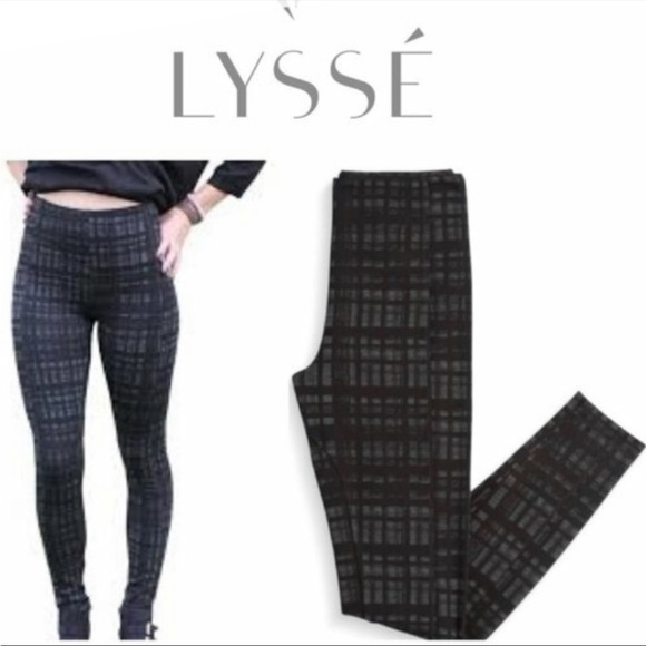 LYSSE Suzee Plaid Ponte Black Grey Legging Size Small - Picture 1 of 7